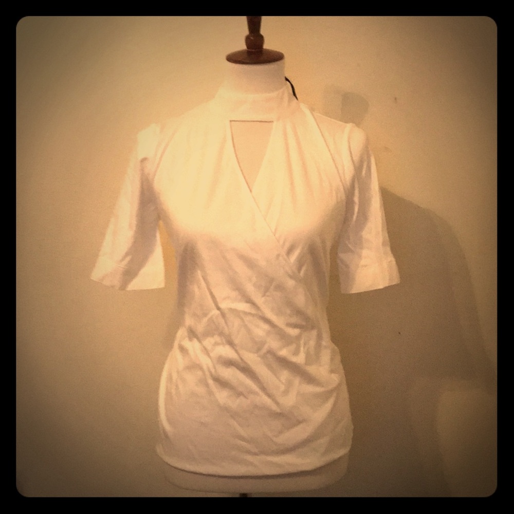 NWT Goldray White Open Criss Cross Top